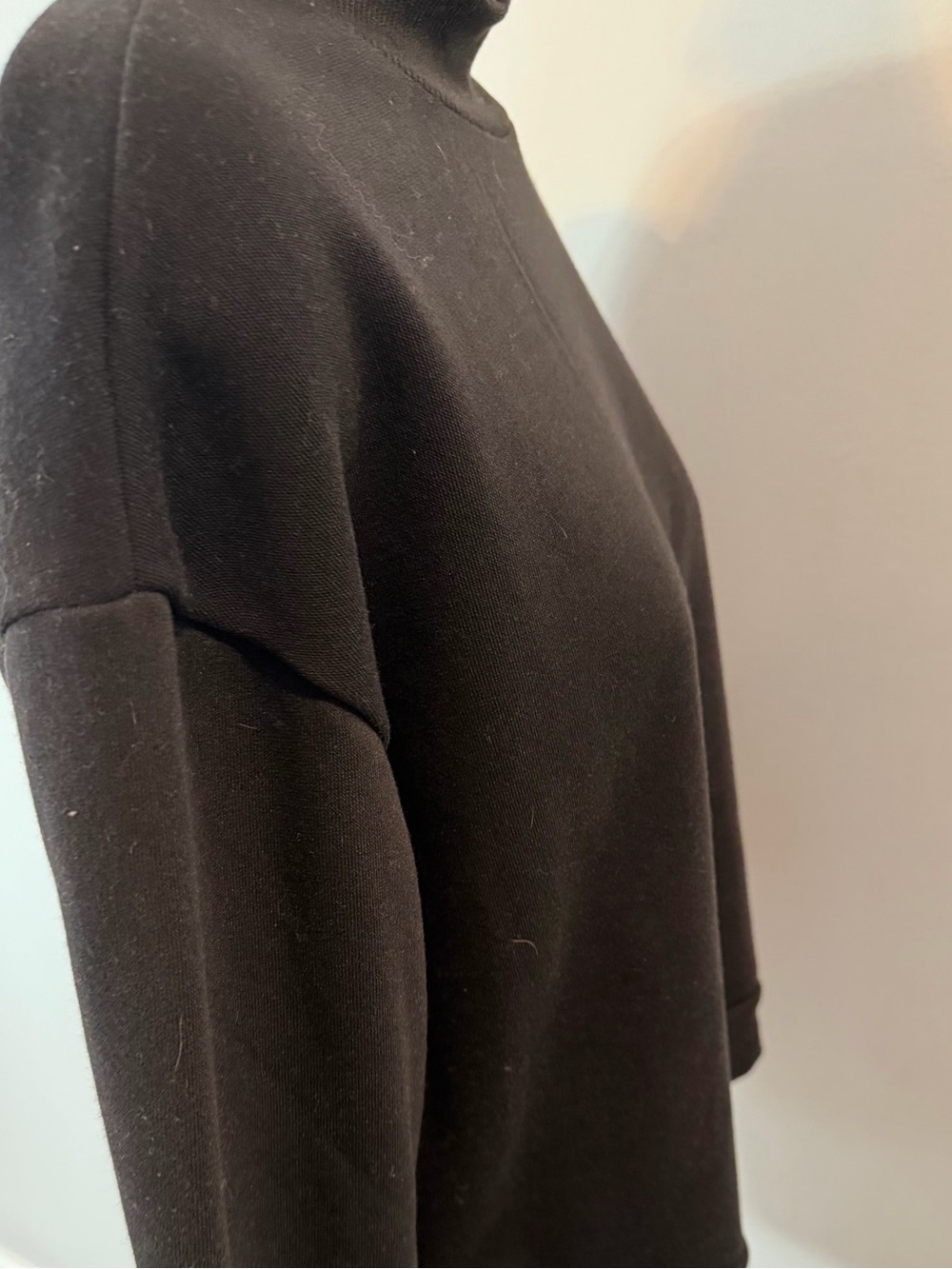 Cropped Black Mock-Neck Sweatshirt
